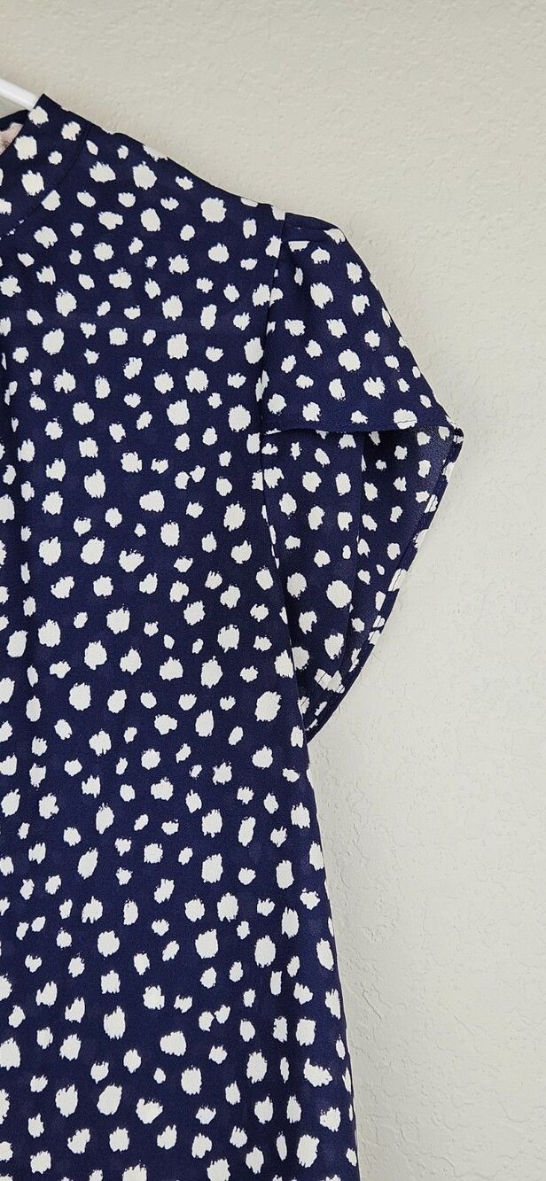 Forever 21 Women's Small Short Sleeve Blouse Navy Blue & White Top Shirt - Picture 3 of 10
